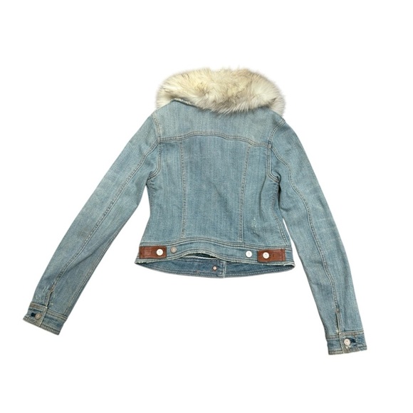Pilcro by Anthropologie  Cropped Denim Jacket w/Removable Faux Fur Collar Small - Picture 3 of 5